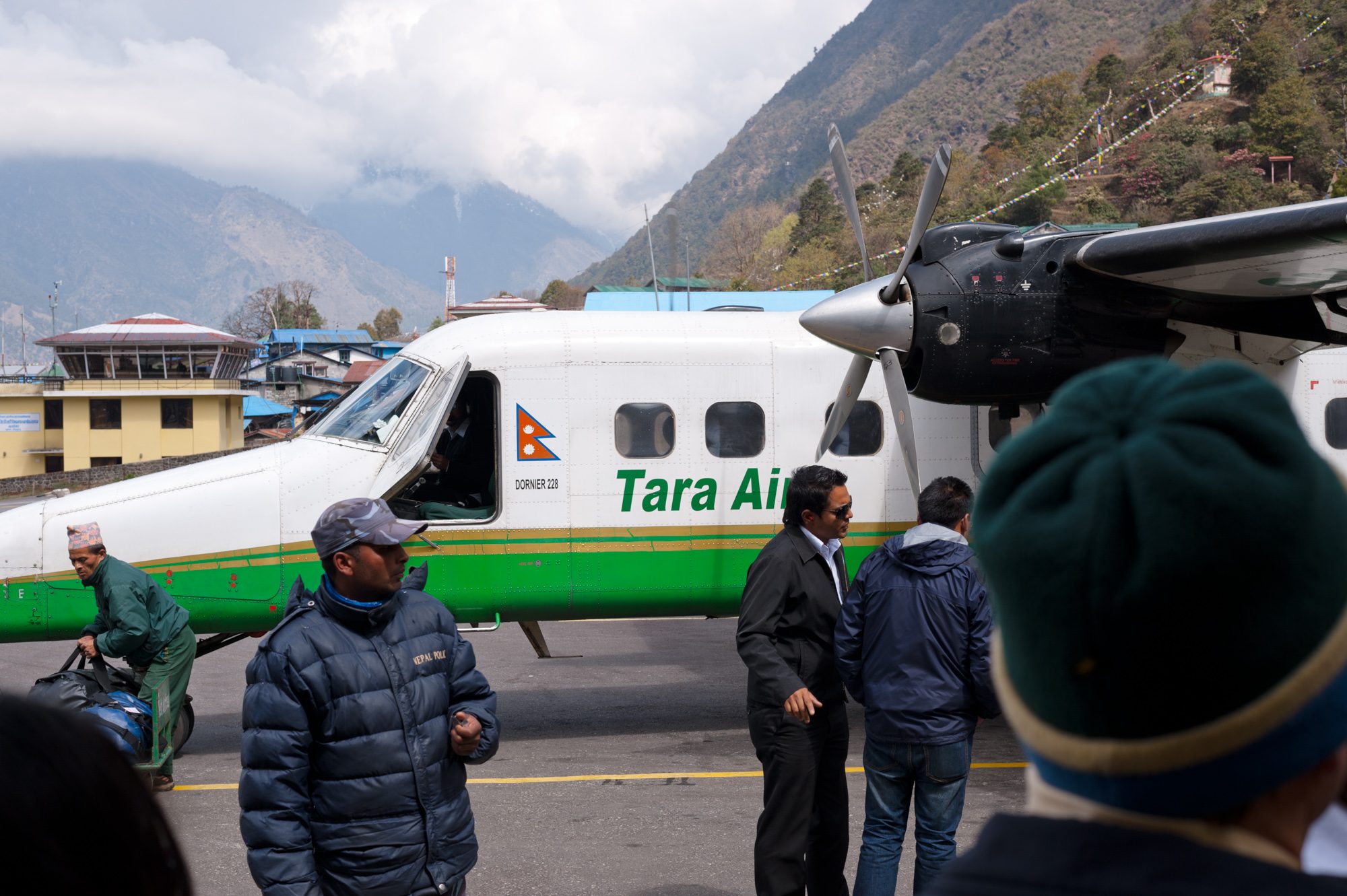 Boarding flight from Lukla to Kathmandu