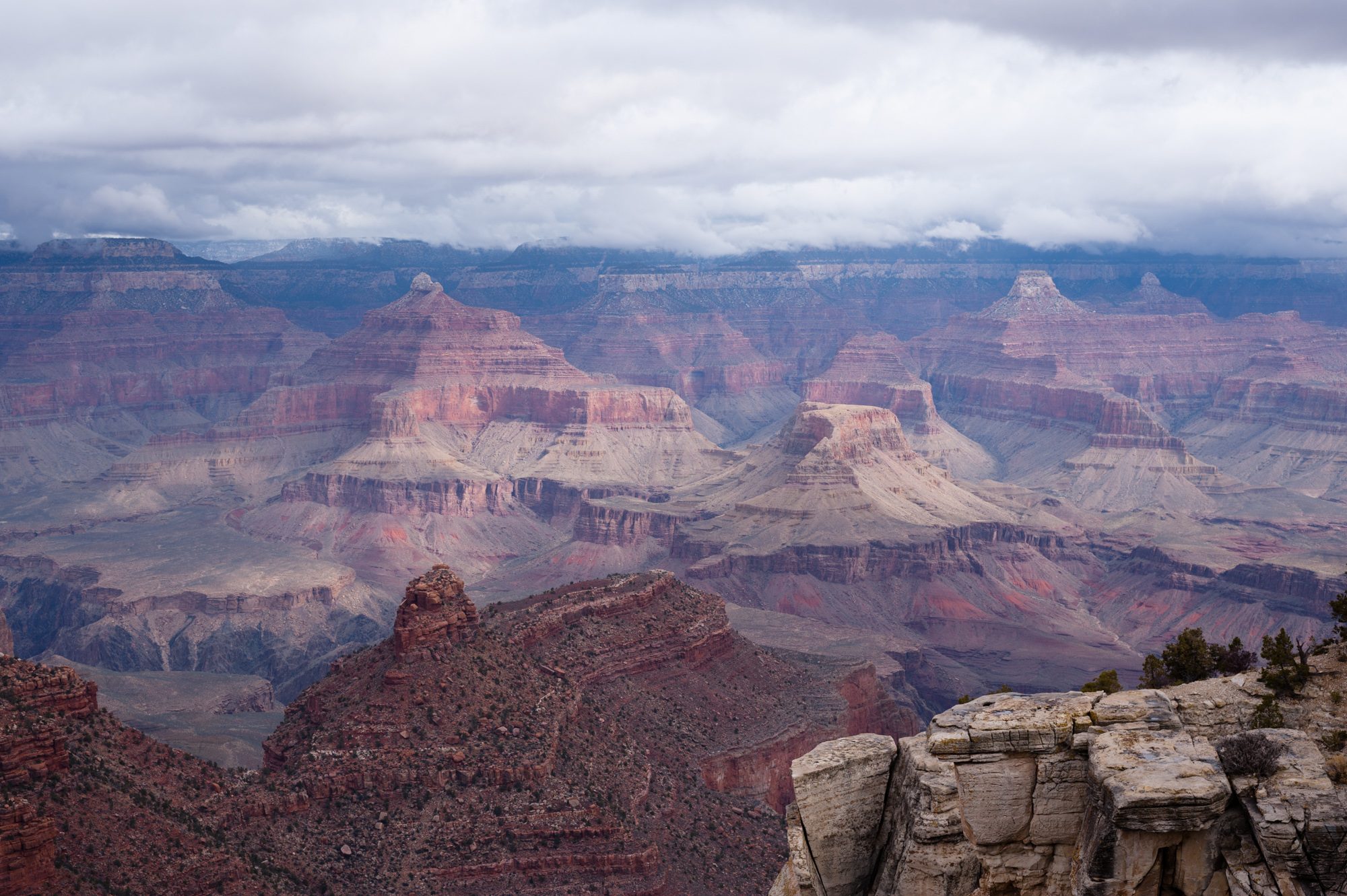 Grand Canyon with approaching snow